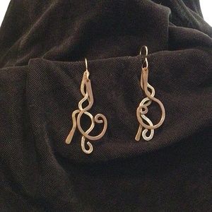 COPY - Tri metal handmade vintage earrings in copper brass & silver dangles